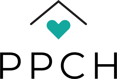 Parker Personal Care Homes logo with a house outline and a heart in the middle.